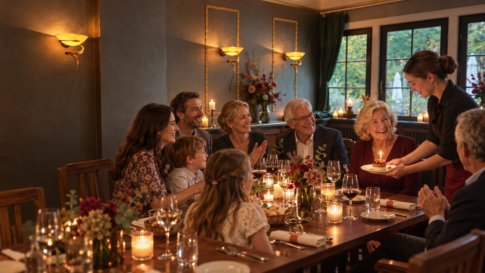 Mehrere Generationen feiern gemeinsam im Restaurant Am Römerbrunnen