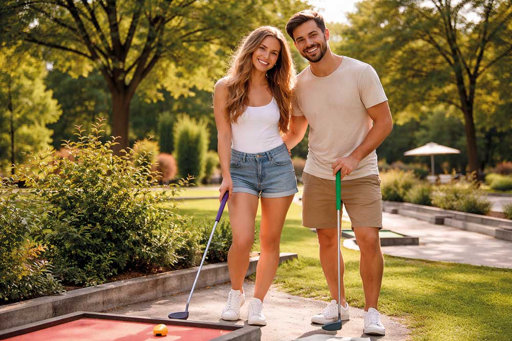 Paar beim Minigolf im Bad Homburger Kurpark